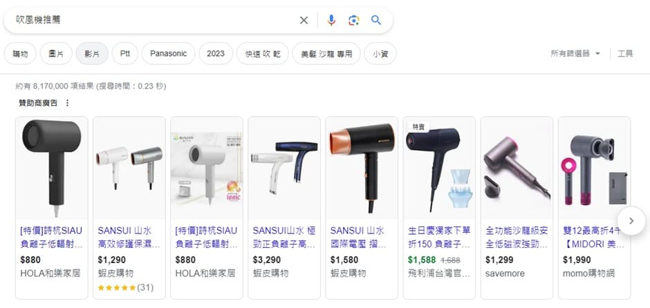 關鍵字行銷-商品廣告